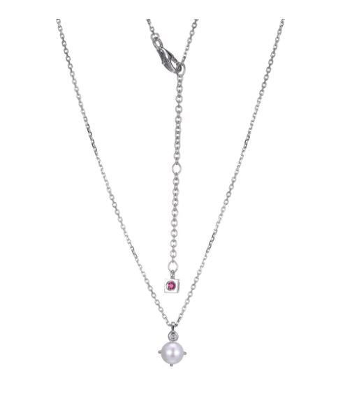 Sterling Silver Pearl Birthstone Necklace by ELLE