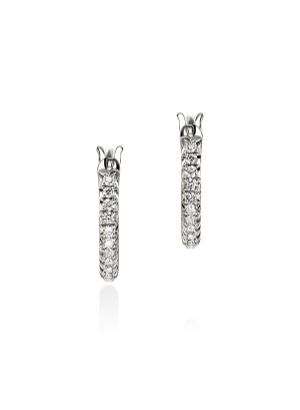 JH Essentials Silver 0.16cttw Diamond Pave 9mm Hoop Earrings