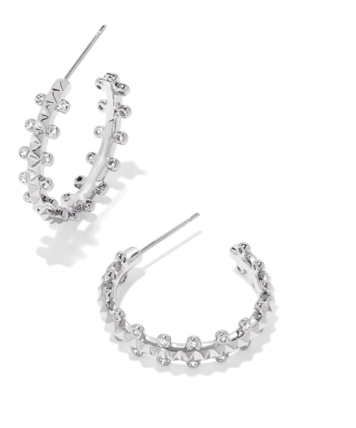 Jada Silver Plated White Crystal Small Hoop Earrings by Kendra Scott