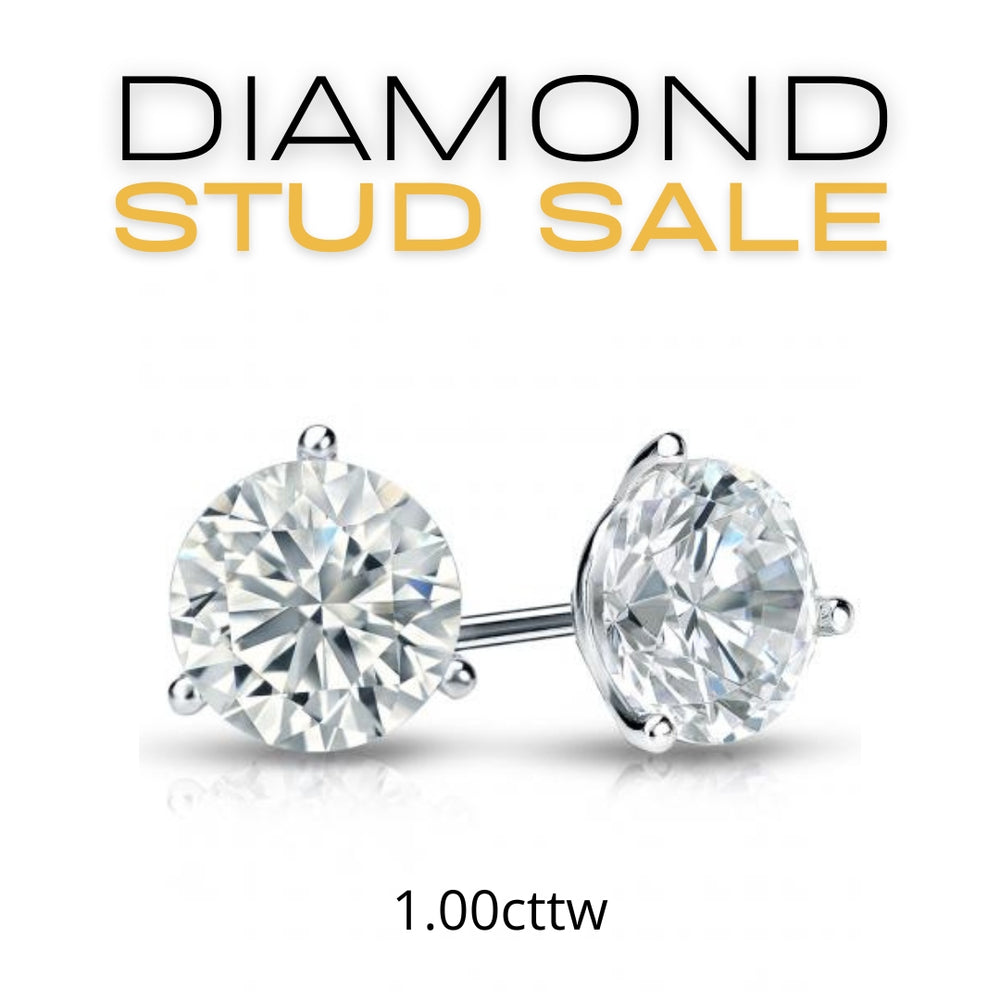 14K White Gold 1.00cttw I-J I1 Diamond Stud Earrings
