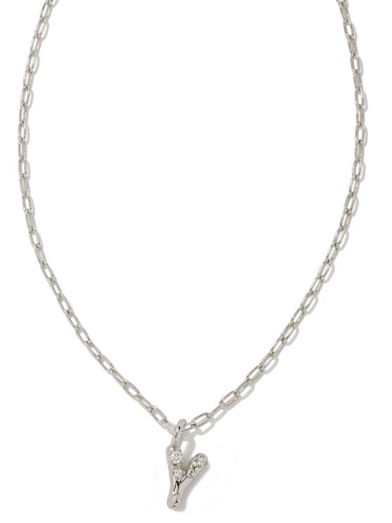 Crystal Letter Y Silver White CZ Short Pendant Necklace by Kendra Scott