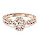 14K Rose Gold Oval with Halo Diamond Engagement Ring