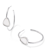 Margot Vintage Silver Ivory Mother of Pearl Hoop Earrings