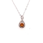 14K White Gold Citrine & Diamond Pendant