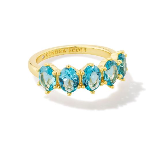 Cailin Gold Plated Aqua Crystal Band Ring Sz 8 by Kendra Scott