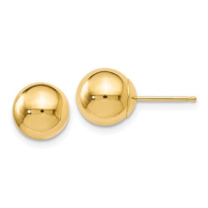 14K Yellow Gold Polished 8mm Ball Post Earrings