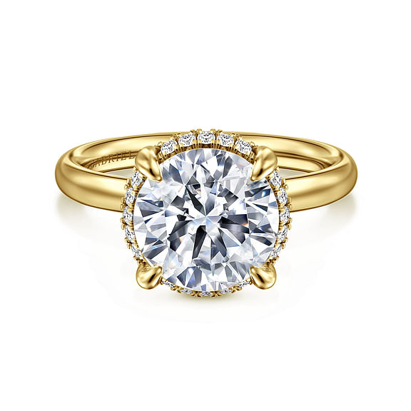 Symphony - 14K Yellow Gold Round Hidden Halo Diamond Engagement Ring
