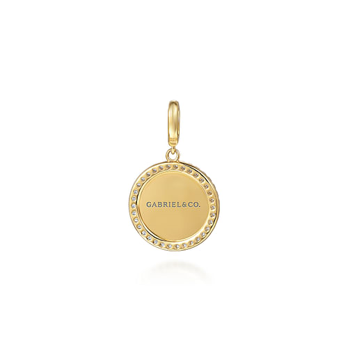 14K Yellow Gold Diamond 18mm Round Medallion Personalized Pendant by Gabriel