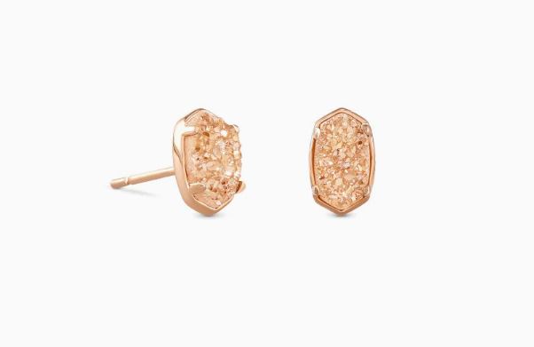 Eilie Rose Gold Stud Earrings Sand Drusy by Kendra Scott