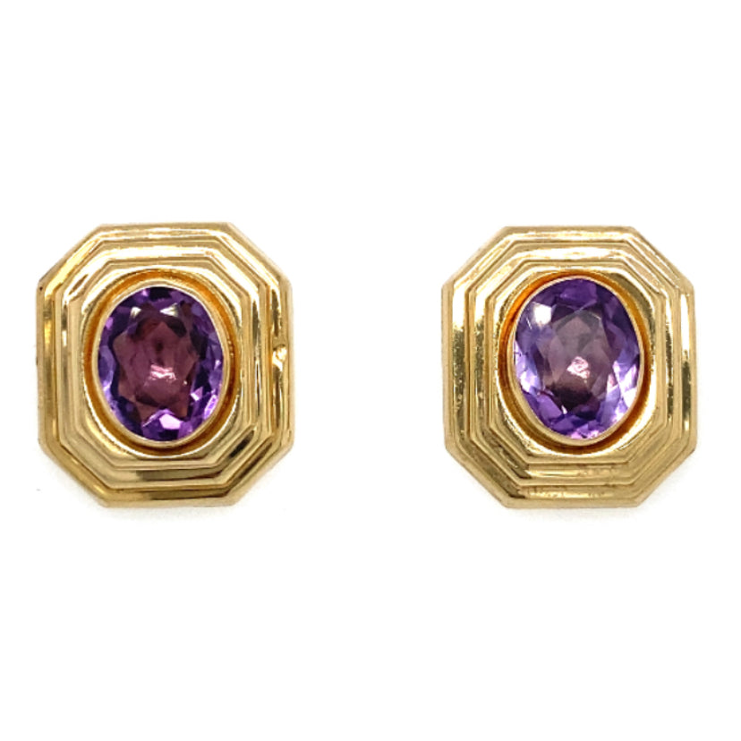 
            
                Load image into Gallery viewer, Estate Amethyst Picture Frame Earrings
            
        
