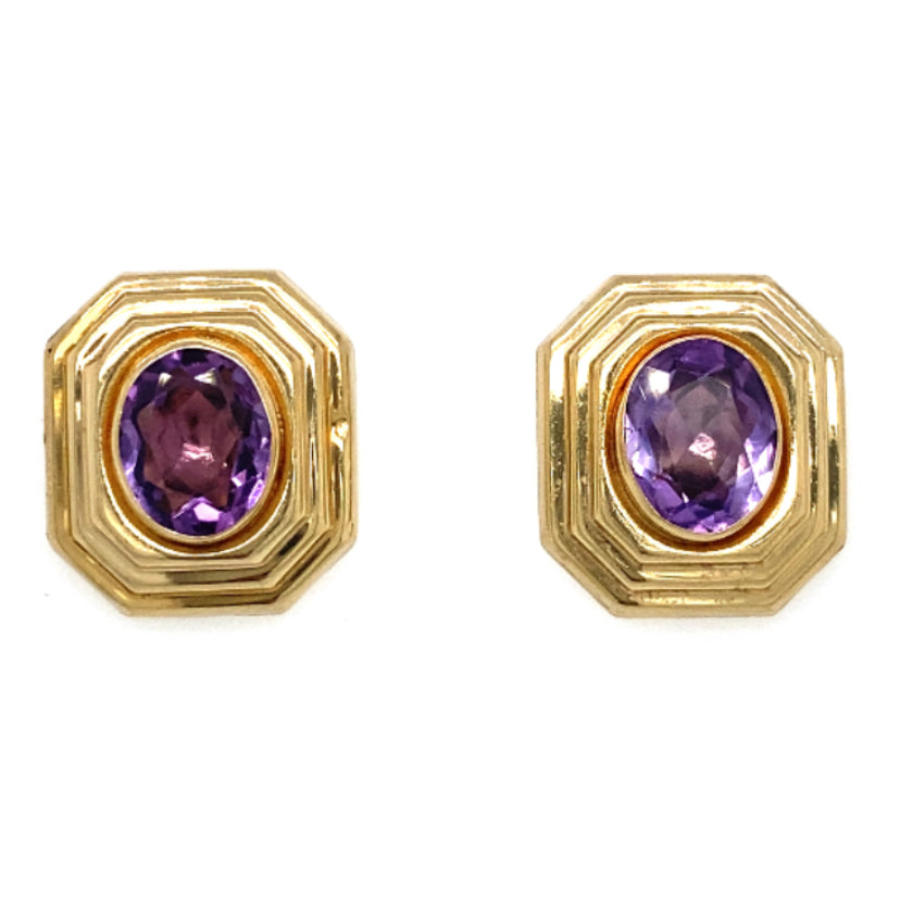 Estate Amethyst Picture Frame Earrings