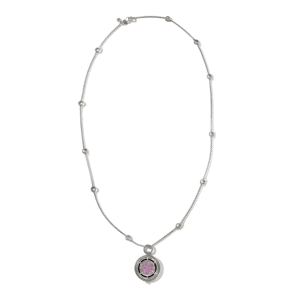 Dot Moon Door Silver Pink Tourmaline Necklace by John Hardy