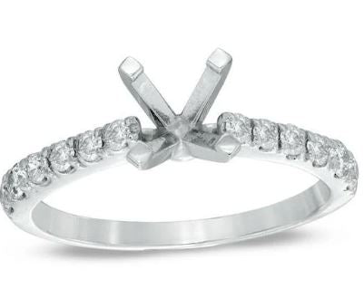 14K White Gold, 0.34cttw Diamond Semi-Mount Ring by DFU