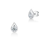 18K White Gold 1.08cttw VS IJ HOF LU Diamond Droplet Huggies