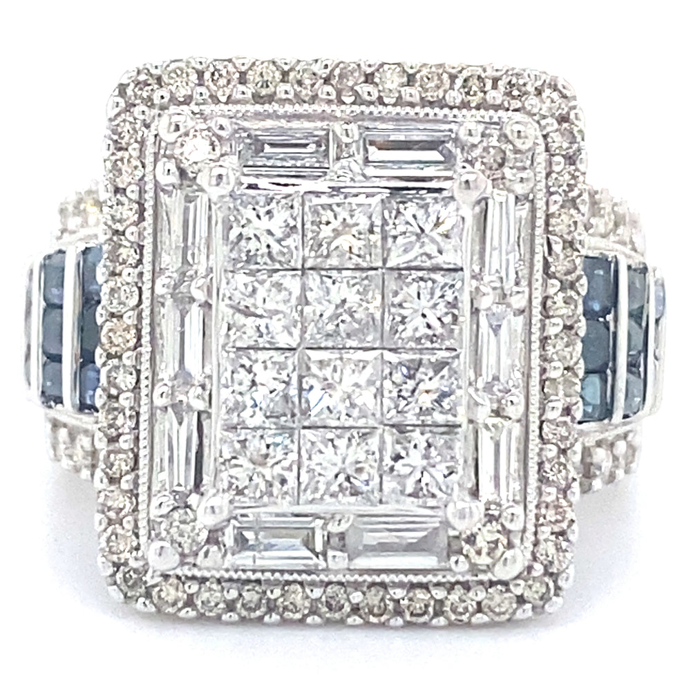 Estate Sapphire & Diamond Invisible Set Ring