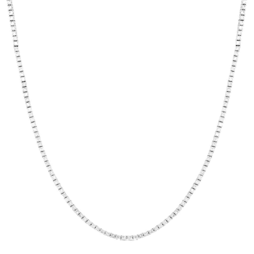 14K White Gold 1.50cttw Diamond Tennis Necklace Sz 18