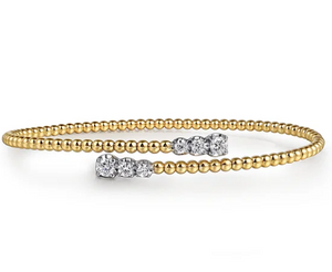 14K White-Yellow Gold Bujukan Graduating 0.43cttw SI2 G-H Diamond Bypass Bangle by Gabriel