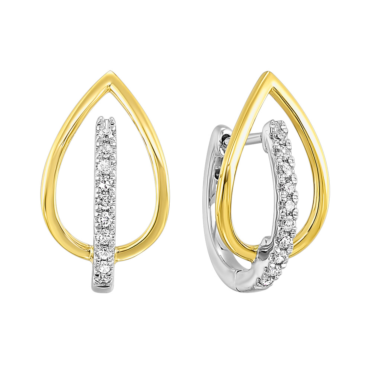 10K White & Yellow Gold 0.13cttw Diamond Earrings