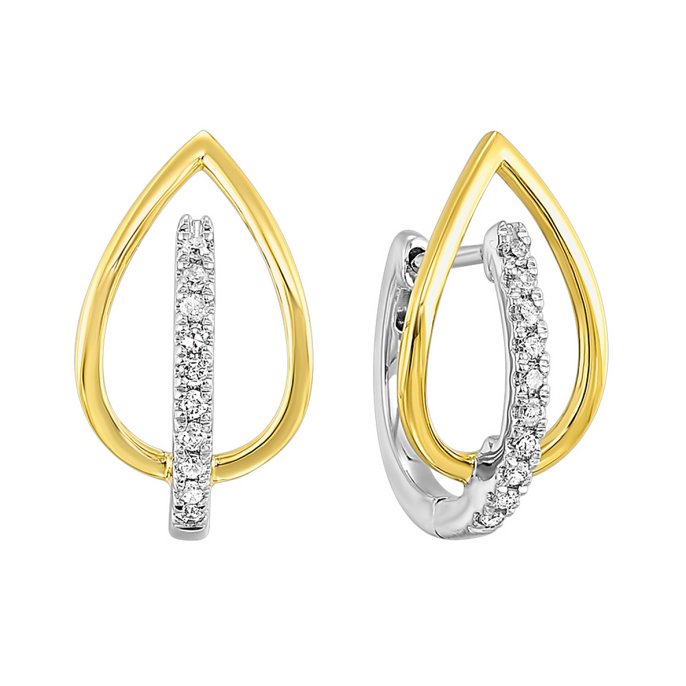 10K White & Yellow Gold 0.13cttw Diamond Earrings