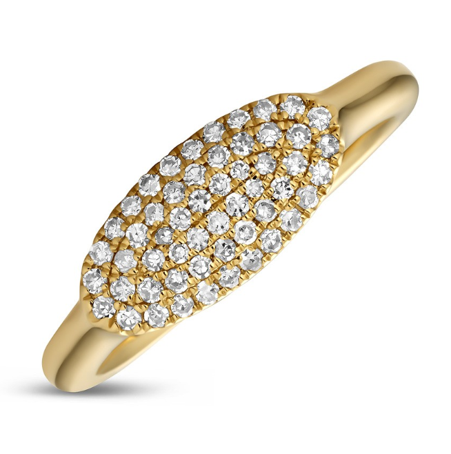 14K Yellow Gold 0.21cttw SI GH Diamond Signet East-West Oval Ring