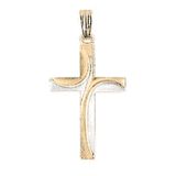 14K Yellow & White Gold Cross Pendant