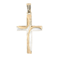 14K Yellow & White Gold Cross Pendant