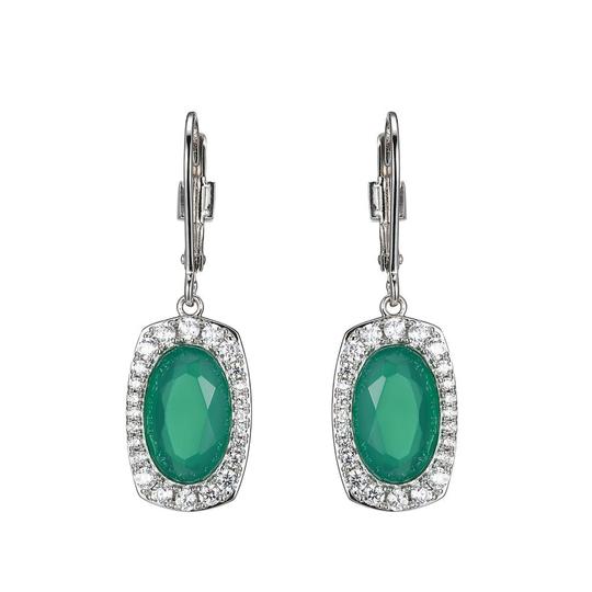Sterling Silver Earrings with Genuine Chrysoprase by ELLE