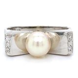 Estate Polished & Satin Finish Pearl Ring