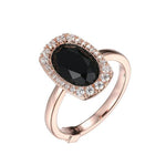 Sterling Silver Rose Gold Plated Ring with Genuine Black Agate by ELLE