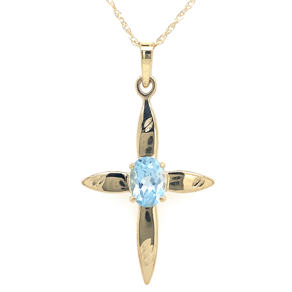 Estate Blue Topaz Cross Necklace