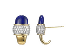 SS Yellow Gold Plated New Mesh 2 Genuine Lapis & CZ J Hoop Post Earrings