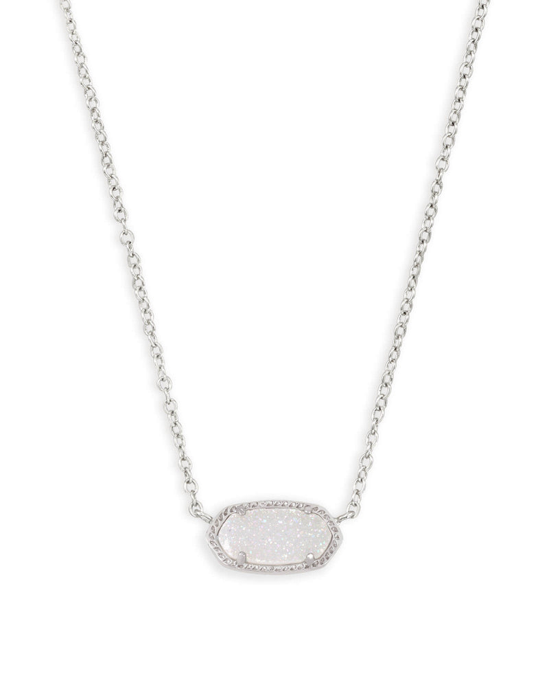 Elisa Silver Plated Necklace in Iridescent Drusy by Kendra Scott