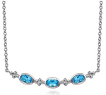 Sterling Silver Bujukan 0.72cttw Swiss Blue Topaz Bar Necklace by Gabriel