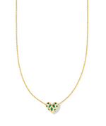 Holland Heart Gold Plated Green Crystal Short Pendant Necklace by Kendra Scott