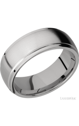 8 mm wide Domed Stepped Down Edges Titanium band.