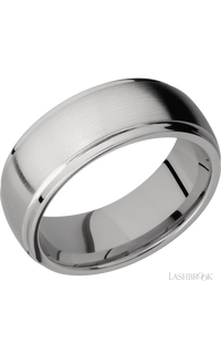 8 mm wide Domed Stepped Down Edges Titanium band.