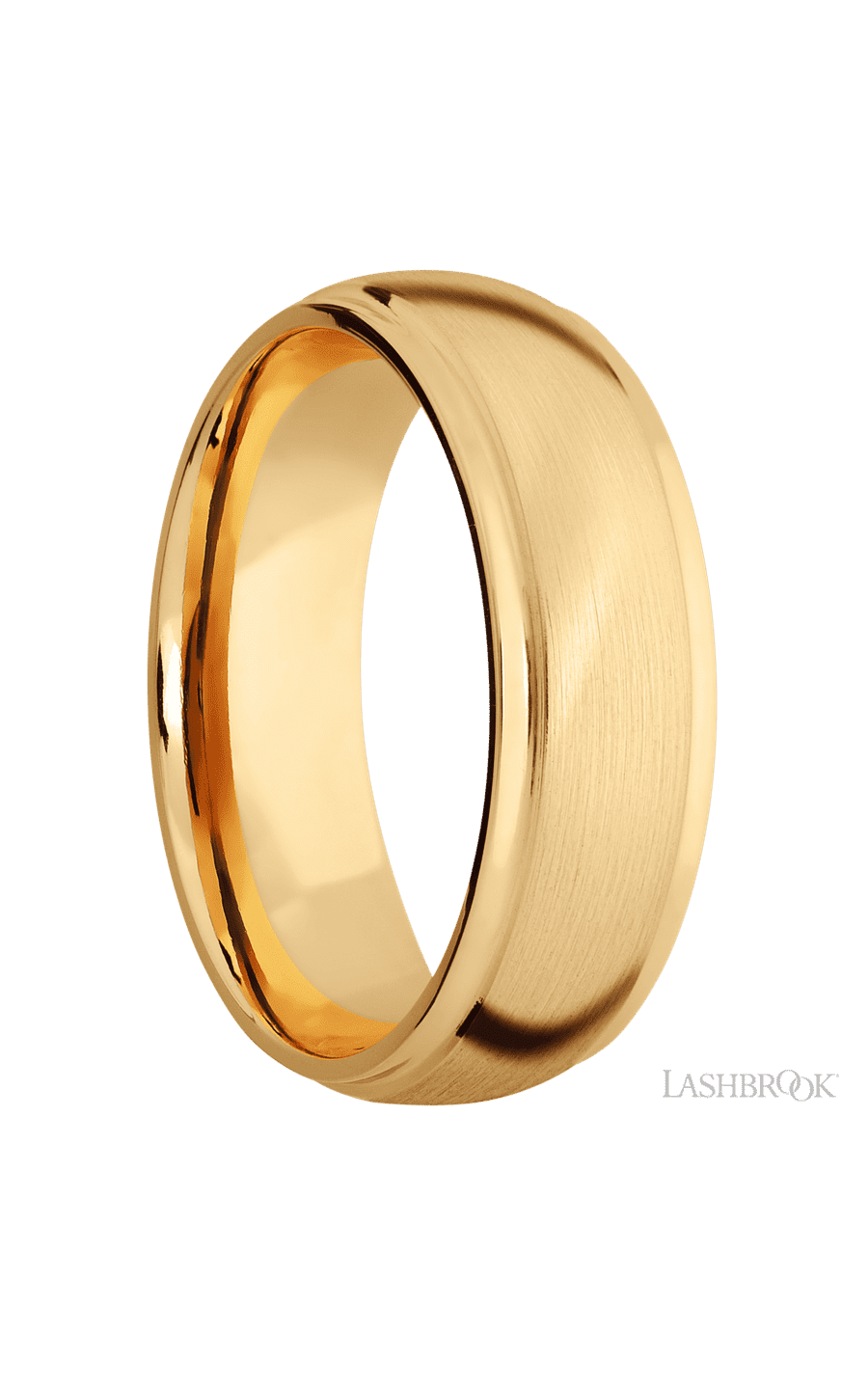7 mm wide Domed Stepped Down Edges 10K Yellow Gold band.