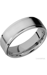 7 mm wide Flat Grooved Edges Titanium band.