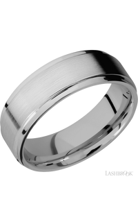 7 mm wide Flat Grooved Edges Titanium band.