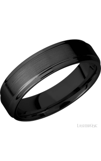 6 mm wide Flat Grooved Edges Zirconium band.