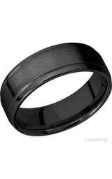 7 mm wide Stepped Bevel Zirconium band.