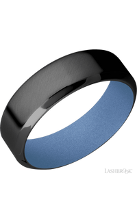 7 mm wide High Bevel Zirconium band featuring a Crushed Orchid sleeve.