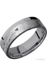 7 mm wide/Flat/Tantalum band with one 5 mm Off Center Edge inlay of Meteorite.