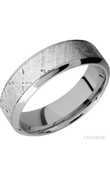 7 mm wide/High Bevel/18K White Gold band with one 4 mm Centered inlay of Meteorite.