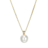 Sterling Silver " Simpatico" Gold Plated 10 mm White Shell Pearl Drop Pendant 17" + 3" Extension Rolo Chain