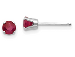 14K White Gold 4mm Ruby Stud Earrings (July)