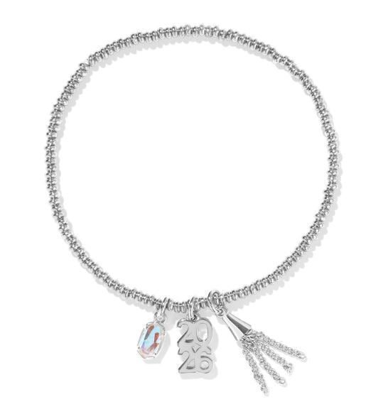 2026 Graduation Silver Dichoric Glass Stretch Bracelet by Kendra Scott