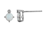 Sterling Silver Created Opal & Lab Grown Diamond Earrings by ELLE