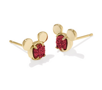 Mickey Mouse Gold Plated Bright Red Drusy Stud Earrings by Kendra Scott