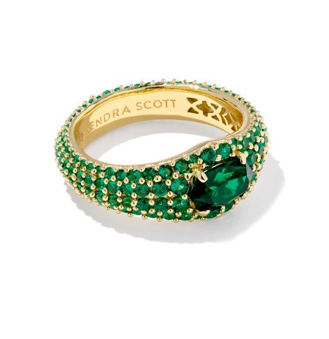 Bella Gold Plated Dark Green Crystal Band Ring Sz 7 by Kendra Scott